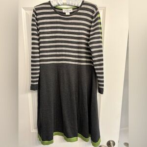 J. Howard Striped Long Sleeve Sweater Large Dress Black Gray Green